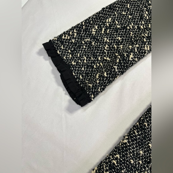 Gorgeous Nanette Lepore Black Cream Tweed Coat Jacket Ribbon Trim - L - Picture 7 of 15